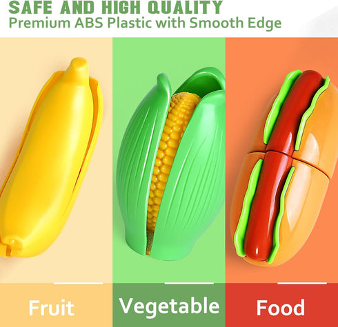 100 Set 1-3, 2 2 3 4 5 Pcs Play Food for Kids Kitchen, Pretend Food Toy for Toddlers Age Plastics Cutting Fake Food/