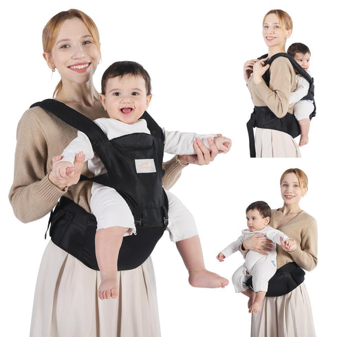 Baby Carrier with Hip Seat, 6-in-1 Baby Carrier Newborn to Toddler, Detachable