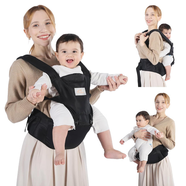 Baby Carrier with Hip Seat, 6-in-1 Baby Carrier Newborn to Toddler, Detachable