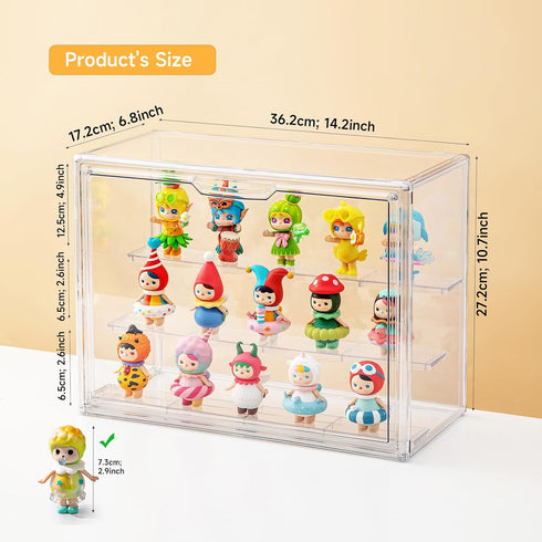 2 Pack 3 (2, Acrylic Display Cases for Collectibles, Clear Display Case for Figures, Tier Display Shelf Boxes Miniature