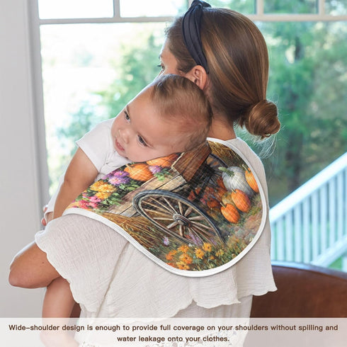 YETTASBIN Filled Pumpkins Muslin Baby Burp Cloth, Super Soft Absorbent Cotton Burp Rag Baby Bibs Feeding Cloth