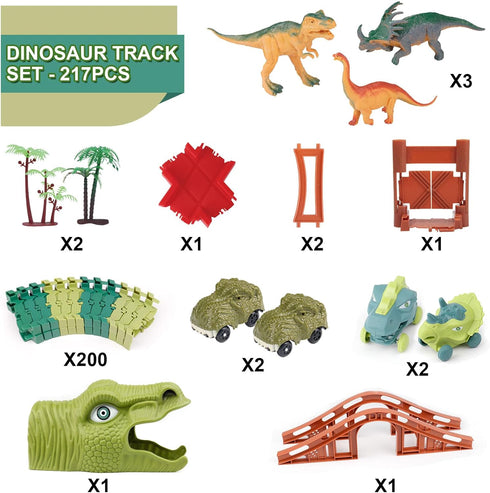 GIAT Dinosaur Track Toys, Best Birthday Gifts for 3-7 Year Olds, Dinosaur Race Car Track with Light & Sound