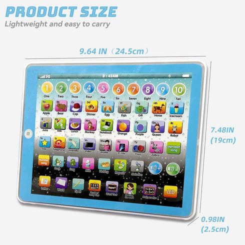 Kids Tablet Learning Pad, Toddler Tablet with ABC Word Song Music Number for Educational Preschool Boys & Girls