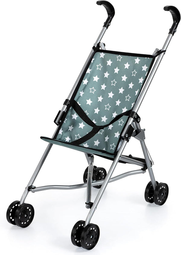 Bayer Design Buggy Umbrella Stroller - Green & White Stars, Foldable Design for Dolls Up to 18"
