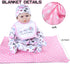 10Pcs 17-22 inch Set Reborn Baby Doll Clothes with Bassinet Blanket Diaper fit Reborn Dolls Cute Pink Baby Doll Clothes