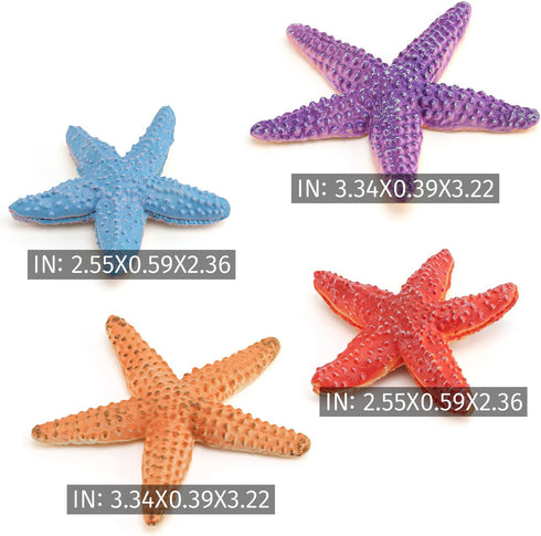 Starfish for Crafts, 4PCS 3 Inch Starfish Decor Ornaments for Kids and Toddler Sea Shells