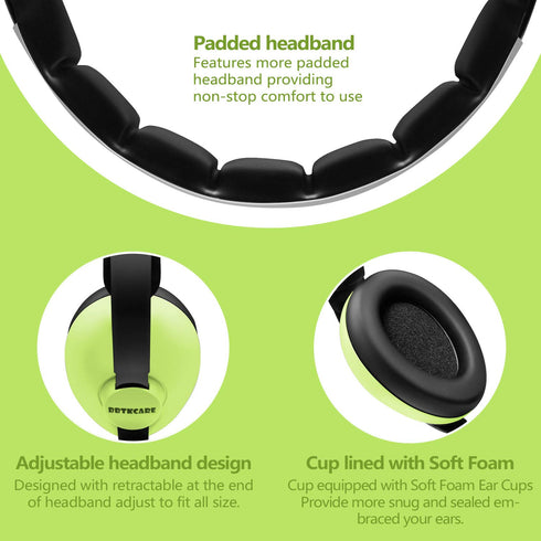 Baby Ear Protection Noise Cancelling Headphones for Ages 3 Months to 3 Years (Green)