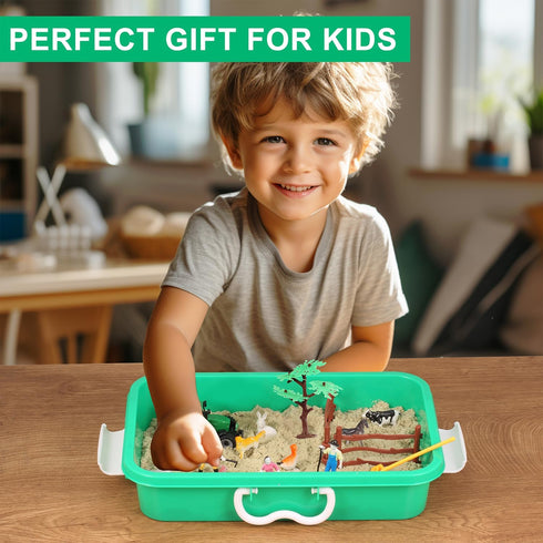 Farm Sensory Bin - Sensory Toys with Play Sand for Toddlers, Gift Sand Box for Kids Age 3-8