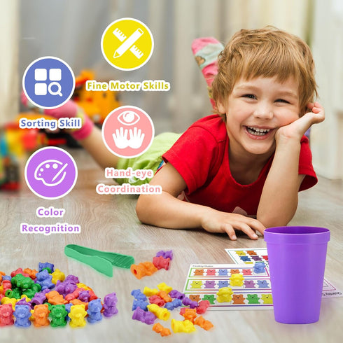 Bmag Counting Bears with Matching Sorting Cups - Preschool Math Learning Game for Kids Age 3-5