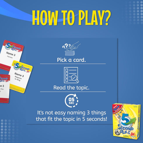5 Second Rule Game Jr. - Simple Questions Card Game for Family Fun, Ages 6+, Party, Travel, Game Night