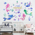 Yovkky Baby Girls Mermaid Wall Decals Stickers, Under The Sea Ocean Creatures Coastal Fish Bubble Glitter Nursery Kids