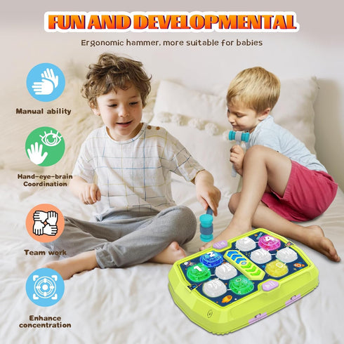 3 4 5 6+ 2 Hammers, 3 3-8 Whack Game Mole Toy for Toddler, Toys for Year Old Boys/Girls, Interactive Educational