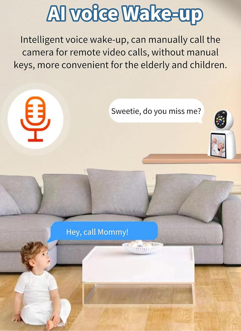 Diyeeni 2K, 360 Indoor Security Camera Pet Camera, Degree Home Security Camera for Baby/Elder/Nanny with Night Vision