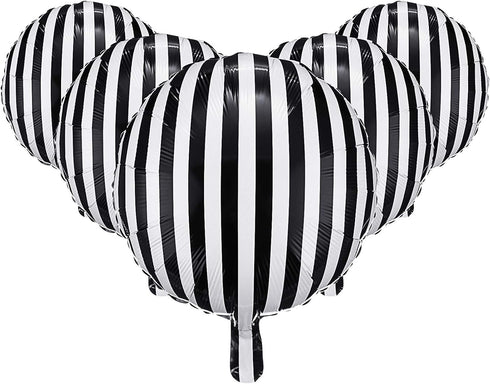 Gejoy 12 Pieces 18 Inch Black and White Striped Balloons, Foil Aluminum Helium Balloons for Parties