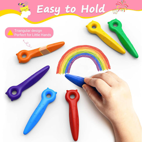 1-3, 1-3 2-4 4-8, (12 KERIFI Triangle Jumbo Crayons for Toddlers Mess Free Washable Toddler First Crayons for Kids Ages