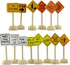 Toy Wooden Road Construction Traffic Sign Set; Street Signs for Small Toy Cars and Diecast Vehicles