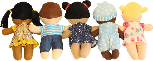 Diversity Buddies Plush Dolls - Multicultural Baby Dolls for Kids, Set of 5 Different Races Dolls, Daycare Toys