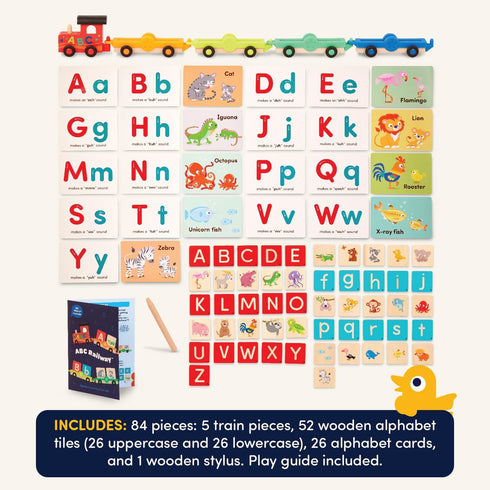 Set 84 Battat Education Wooden Alphabet Train ABC Letter Train Toy with Pieces for Toddlers Educational Color & Shape