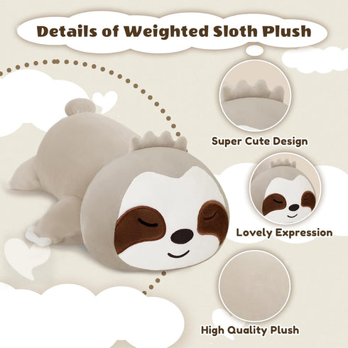 Finebee Boys(13.8" 1.6Lbs) Weighted Sloth Stuffed Animals, Cute Weighted Sloth Plush, Soft Stuffed Weighted Plushie