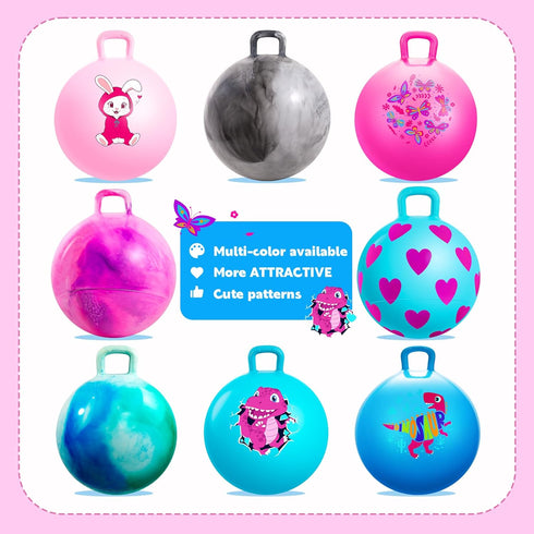 16+, 28 Hopper Ball for Adults & Teens in Bouncy Ball with Handle, Sit On Hippity Hop Exercise with Air Pump, Active