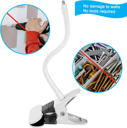 Flexible Baby Monitor Clip Clamp Mount, Compatible with HelloBaby and ANMEATE Cameras, No Tools Required