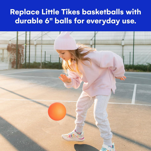 Botabee - 6 Inch Mini Rubber Basketball Set of 2 for Kids - Lightweight Soft Indoor/Outdoor Toddler Balls (Orange)