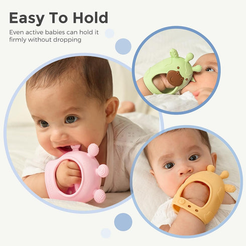 Momcozy 0-6 6-12 Baby Teether Toys | Food Grade Silicone Teething Relief Months | Toy Months | Baby Essential | Green