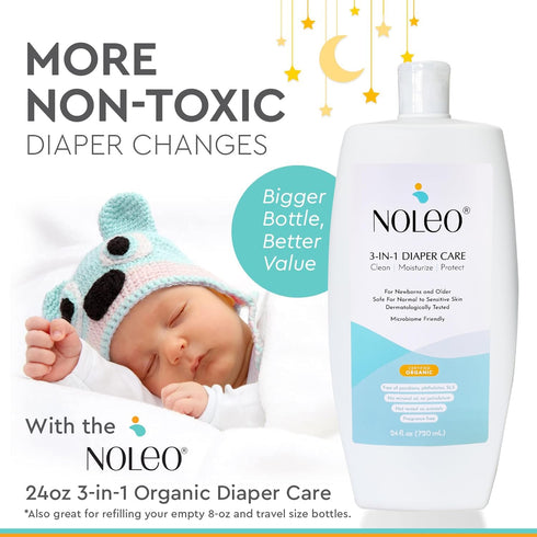 3-in-1 24 oz Diaper Care - Baby Cream, Cleanser & Lotion Organic - Diaper Rash - Rash Ointment - Cream to Clean