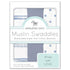 Set 3, 46x46 inches Amazing Baby Cotton Muslin Swaddle Blankets, of Watercolor Brushstrokes, Denim, XLarge
