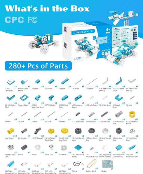 D1 21-in-1 4+), 280+ Set Programming, 3D WhalesBot STEM Coding Robot Kit for Kids (Ages Pieces Educational Building