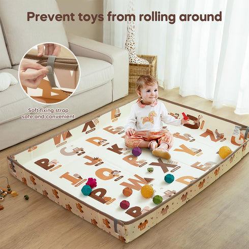 65" 50" Foldable Baby Play Mat, X Waterproof Double-Sided Cushioned Activity Play Mat, Soft Lightweight Foam Playmat