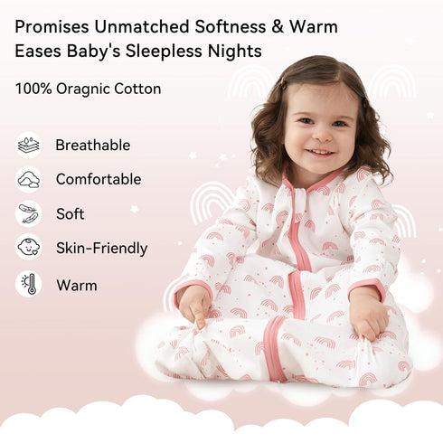 6-12 100% 2-Way 2 Pack 0.5 Unnivoll Baby Sleep Sack Months Cotton Long Sleeve Wearable Blanket Baby Sleep Bag
