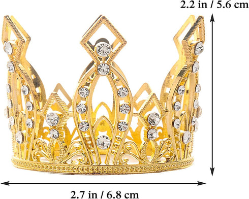 Mini Crown Cake Topper, Princess and Prince Crystal Headpiece for Wedding Birthday Baby Shower Party