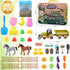 2.2lb Playset, 3 4 5 6 Eaciilee Play Sand Farm Toys, Farm Sensory Bins with Magic Sand, Animal, Take Apart Excavator