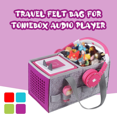 GISEO Set 2 Carrying Case for Tonies Starter & Storage Bag for Tonies Figurine, Felt Cloth Musical Toy Folding Bag
