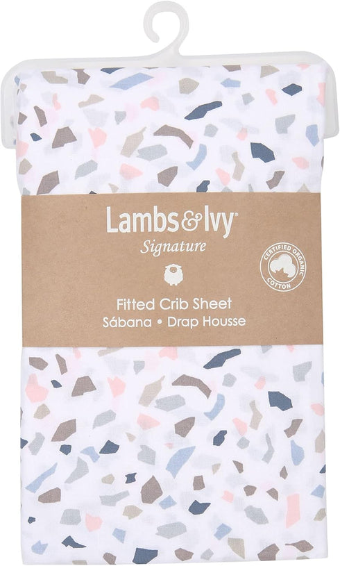 Organic Cotton Crib Sheet with Trendy Terrazzo Design