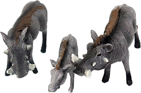 FUNSHOWCASE African Jungle Animals Toy Warthogs Figure Realistic Plastic Figurine Playset Lot