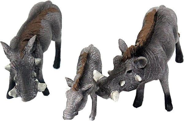 FUNSHOWCASE African Jungle Animals Toy Warthogs Figure Realistic Plastic Figurine Playset Lot