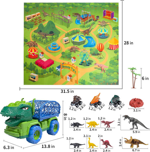 3-5, 8 3 6 3 4 5 6 7 TEMI Dinosaur Truck Toys for Kids Tyrannosaurus Transport Car Carrier Truck with Spray, Dinosaur