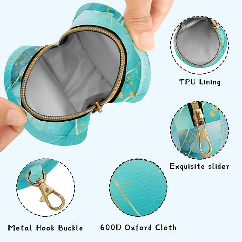 Textures Round Pacifier Storage Case with Zipper, Portable Pacifier Case for Travel, Diaper Bag & Purse, Pacifier