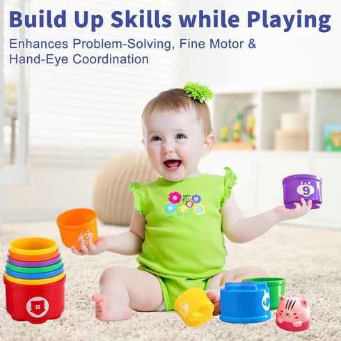 1-3, 6 9 12 18 1 1-2 WEEJOYGAM Baby Stacking Cups, Nesting Stacking Toys for Toddlers Infant Easter Basket Stuffers