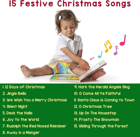 15 28-Button 1-3 LEARNING BUGS Christmas Songs Sing Along with Festive Holiday Tunes, Musical Book for Toddlers, Music
