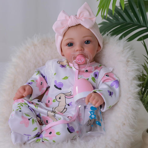 18-Inch 3+ BABESIDE Reborn Baby Doll Girl Realistic Lifelike Bebe Reborn de Silicona with Bunny Outfit, Magnetic