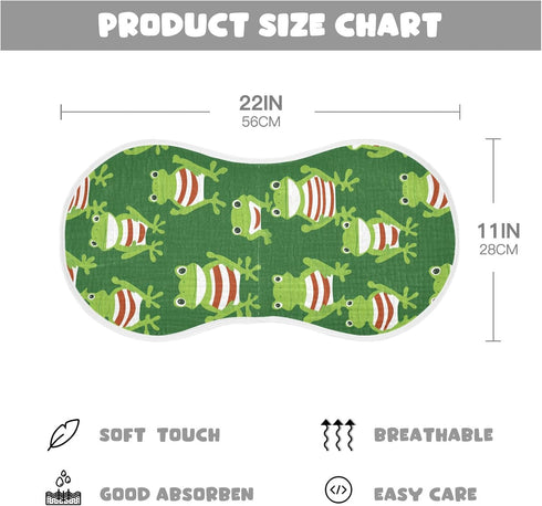 tplaotee 22x11in Cartoon Green Frogs Red-Stripe Cotton Burp Cloth Soft Touch Baby wash Cloth for Babies boy and Girl