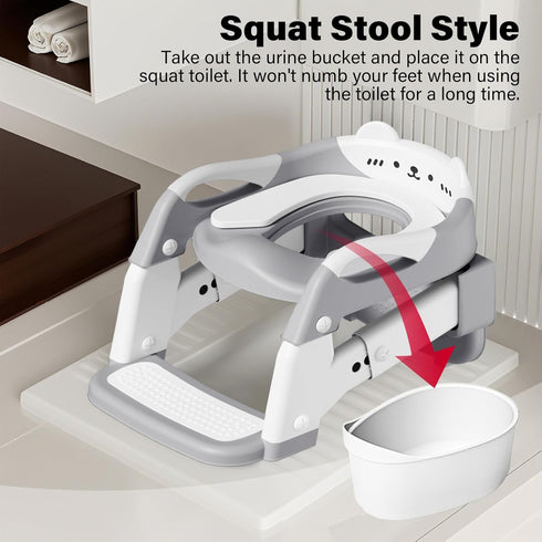 kimitimi 3-IN-1 Potty Training Seat with Step Stool Ladder for Toddler, Convertible Potty Toilet, Upgrade Training