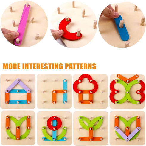 Set Set kizh Wooden Letter and Number Construction Activity Educational Preschool Toys Shape Color Recognition Pegboard
