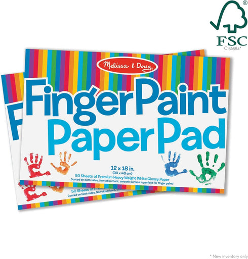 Melissa & Doug Finger Paint Paper Pad, 12 x 18 inches, 50 Sheets, 2-Pack - FSC Certified