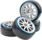 1/10 RC Hard Plastic Drift Tires & Wheel Rims, 12mm Hex 10-Spoke Compatible with HSP HPI Tamiya TT01 TT02 Kyosho Traxxas