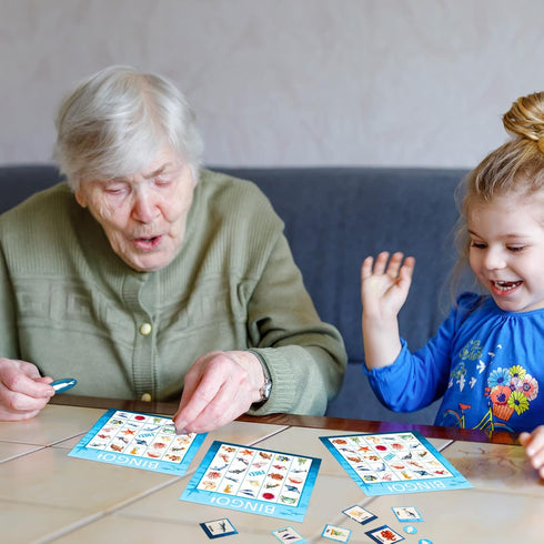 Fainne Ocean Bingo Game - 28 Players for Kids, Under Sea Creature Playing Cards, Educational Memory Group Games