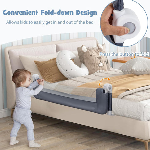 (47-Inch, BABY JOY Bed Rails for Toddlers, Extra Long, Swing Down Safety Bed Guard for Convertible Crib, Folding Baby